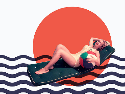 Sunbathing Lady collage graphic vintage