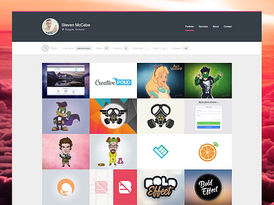 Dribbble Portfolio dribbble pink portfolio ui web