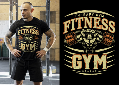 Vintage Gym T-Shirt Design apparel brand design clothing firness graphic design gym gym gear gym wear identity design illustration lineart logodesign merch sport apparel t shirt tee typography vintage visual identity