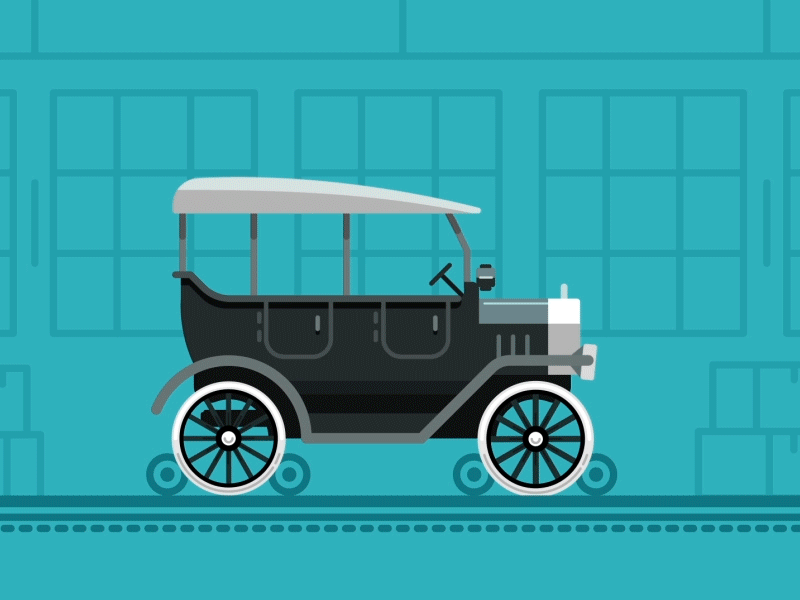 Planet of the Fords assembly line classic down the street designs ford gif loop model t tin lizzy world