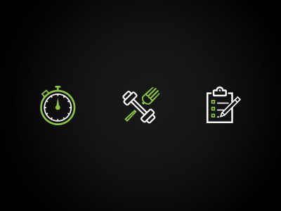 Fitness Icons check list dumbbell fitness flat fork icons lines timer