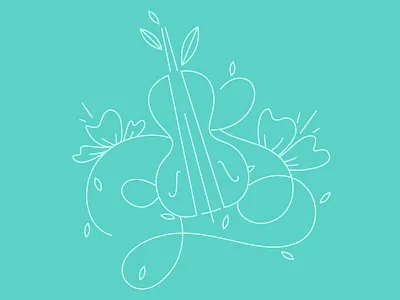 Illustration for a logo cello flowers illustration leaves music summer