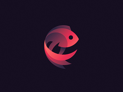 Siamese Fighting Fish animal animals circle colour design fish gradient icon logo mammal sea tom