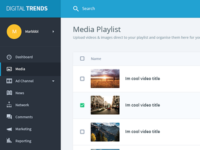 Media Dashboard Wip arrange dashboard file upload list manage photo search video wip