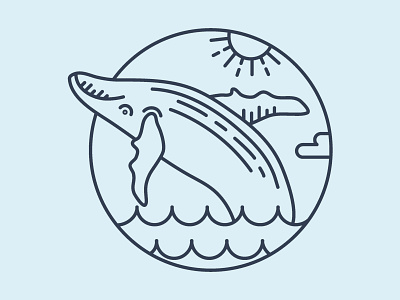 Whale 2d animal icon nature ocean sea sea animal sea creature sun water whale