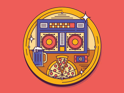 The Process of Pizza boombox illustration phone pizza purple drank