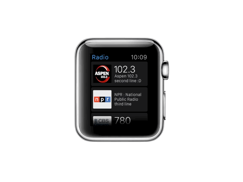 Simple Radio watch App animation app music player radio ui watch