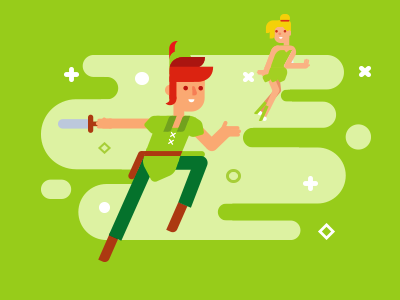 Peter Pan flat illustration minimal vector