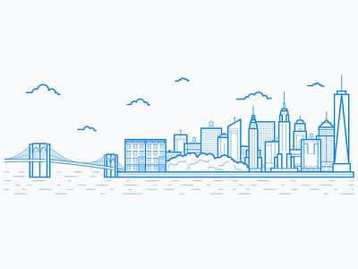 New York City Skyline brooklyn bridge central park chrysler building city empire state building illustration line art manhattan new york new york city nyc skyline