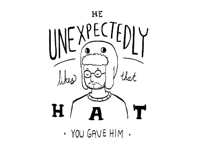 He does. digital doodle drawing dude guy hat illustration lettering man story type words