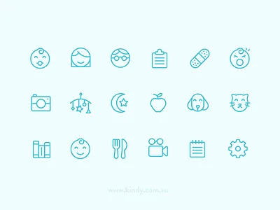 Kindy icon set app baby babysitters child cute kids nannies