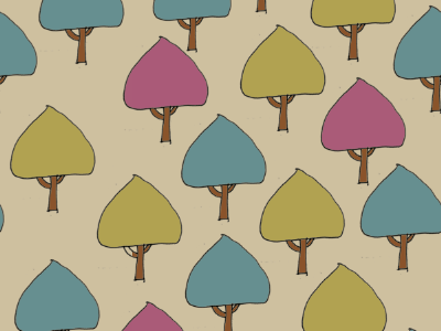Trees blue green pattern pink trees