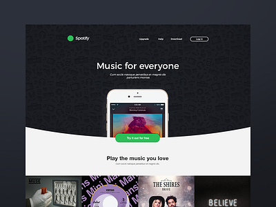 Spotify Website Redesign clean css flat green html music musician redesign site spotify web website