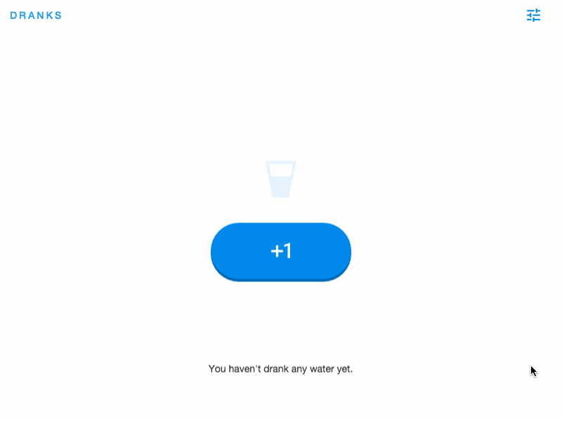 Dranks water logging app animation app css dranks interface javascript logging water web