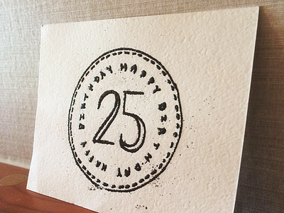 The Big 25 birthday black card creme emboss handmade heat emboss paper