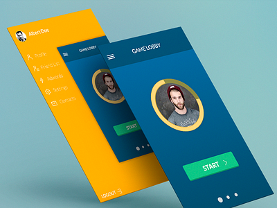 Game APP - IOS .sketch .sketch flat game ios lobby match menu list players poker profile ui