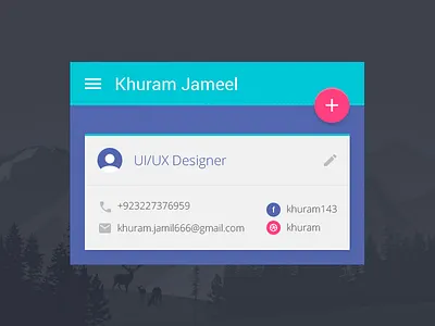 Designer Material Card app button card colors google icon material profile ui ux