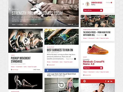 Discover Feed active athletes bold feed fitness reebok reefont social sports tiles web web design