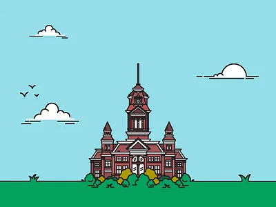 The Museum bellingham building clouds icon illustration line art monoweight museum plants print vector