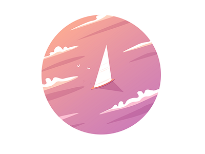 Morning boat clouds icon illustration