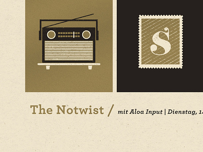 Notwist Gig Poster black gig gold notwist poster screenprint the