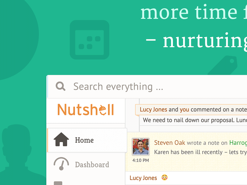 Nutshell web design crm home page illustration landing page nutshell