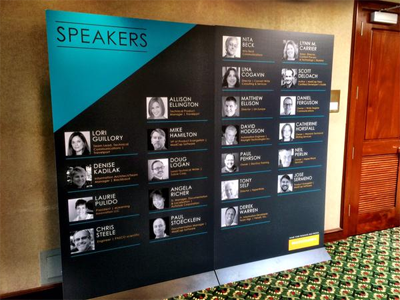 Speaker Sign banner conference pop up sign speakers