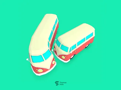 V for Volkswagen Van 36daysoftype 3d lowpoly render type v van volkswagen
