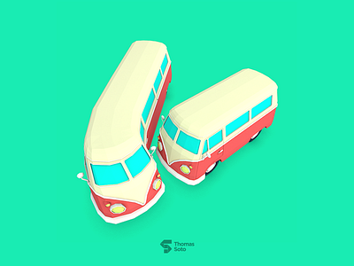 V for Volkswagen Van 36daysoftype 3d lowpoly render type v van volkswagen