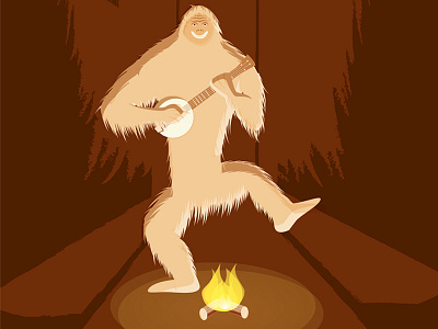 Yeti & Banjo backwoods bigfoot bluegrass gig illustration poster sasquatch vector