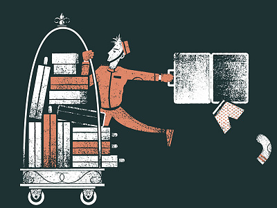 Luggage bellhop editorial fuckit hotel illustration luggage vacation