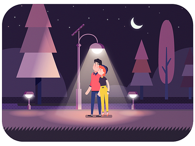 Lantern character eco park illustration light man night park romantic street light vector web woman