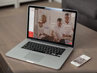 Internistisches Zentrum München clinic design doctor fullscreen photo red responsive web white