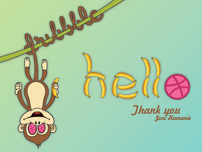 Hello dribbble banana dribbble hello monkey thank