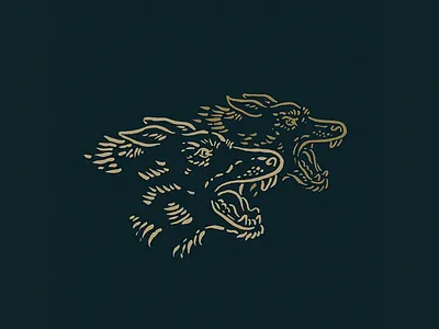 Pack of Wolves advent angry animal blue gold illustration lyrics minimal monoline vintage wolf wolves