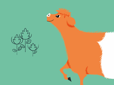 teddy cow brushes cow flowers hairy illustration illustrator vintage