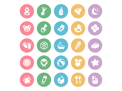 Baby Icons Freebie - Part 1/4 baby design freebie icon illustration nursing pacifier pregnant pumping sheep sleep star