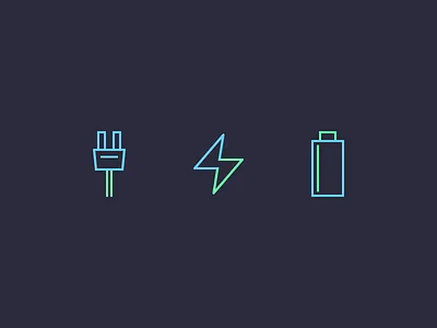 Electric Neon battery cable cord electric energy icons neon power