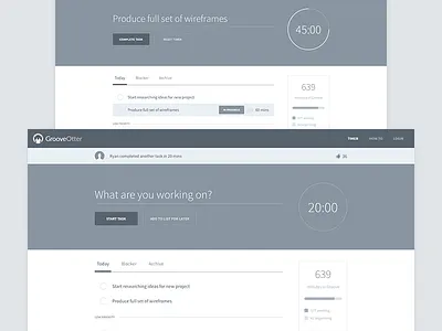 Wireframes countdown grayscale input pomodoro productivity progress tabs timer web web app wireframes