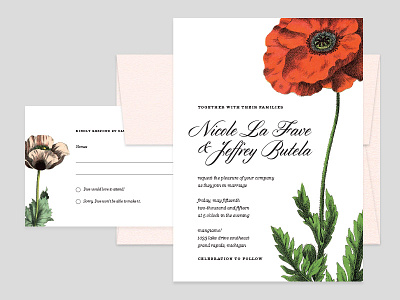 Nicole & Jeff Wedding Invite botanical calligraphy cylburn eames century modern floral invitation print script simple vintage wedding