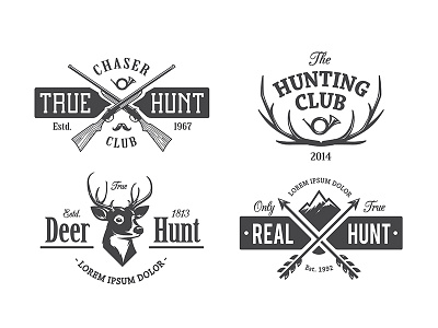 Hunt Emblems art badge deer emblem horn hunt logo retro template vecster vector vintage