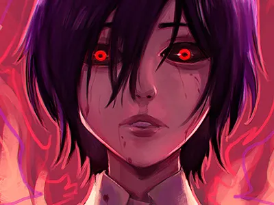 Touka anime fanart portrait study tokyo ghoul touka