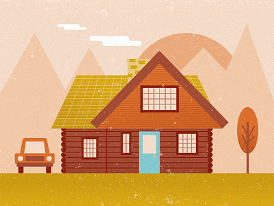 Cabin cabin house illustration mountains negativebear retro scene