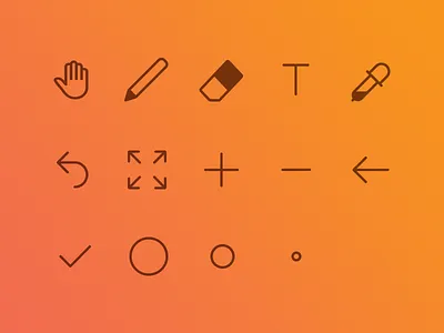 Canvas notes icons drawing eraser eyedropper hand icons pen pencil text tools