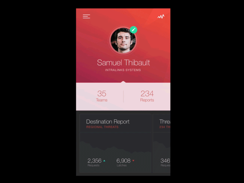 Profile Edit Interaction animation graph grid interaction ios layout mockup origami quartz server ui