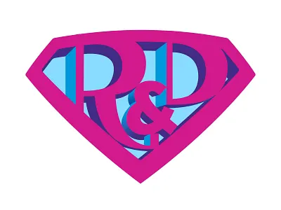 R&D Logo 3d colors illustration