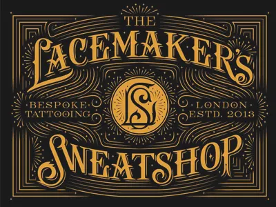 Lacemaker's Sweatshop branding lettering monogram ornament ornate victorian