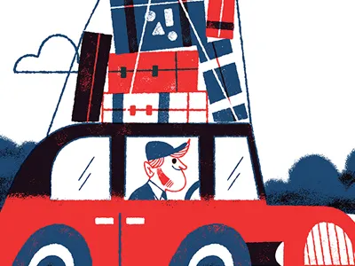 oh so many suitcases illustration luggage taxi