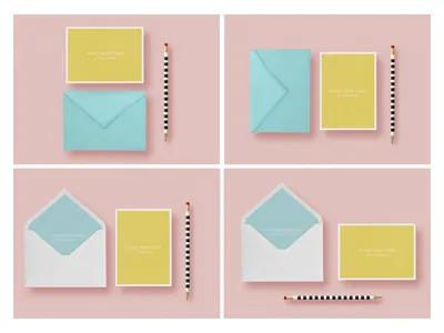 Happy Chic Invitation Set baby branding card envelope event gift invitation mockup print shower stationery wedding