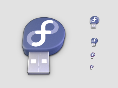 Fedora USB image creator 3d blender design icon inkscape